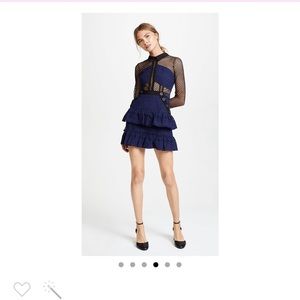 Self-portrait short dress navy and black color